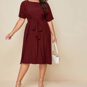 NEW Plus Size Maroon Belted Dress NEW